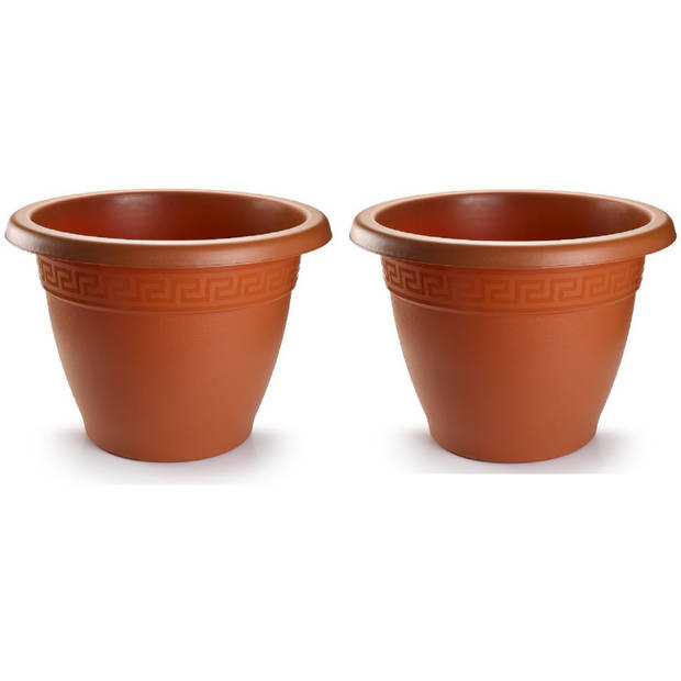 2x stuks bloempot terra cotta rond diameter 50 cm - Plantenpotten