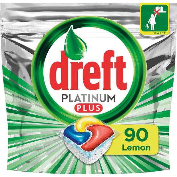 Dreft Platinum Plus Vaatwastabletten Lemon - 5x18 stuks - Voordeelverpakking