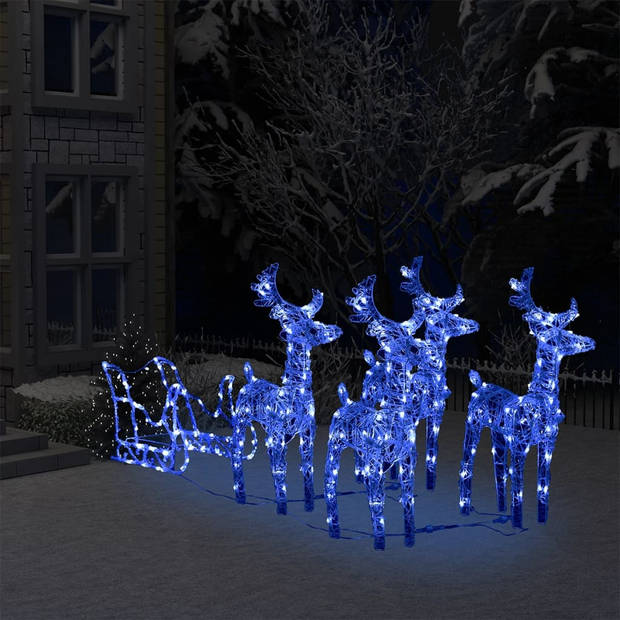 The Living Store Rendieren en Slee - Kerstdecoratie - 280x28x55 cm - 240 LED-lampjes - Acryl/PVC/Staal