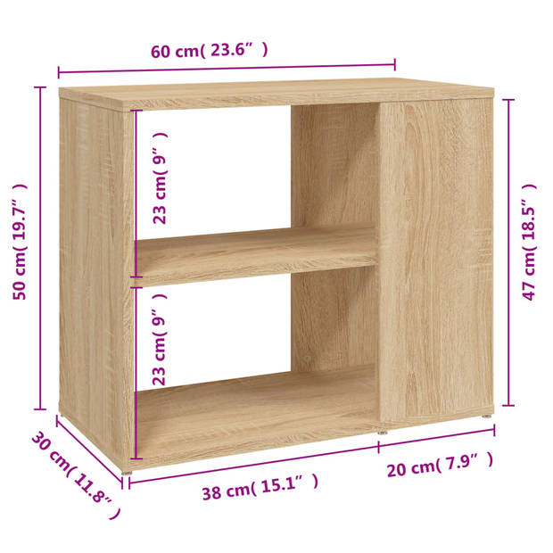 vidaXL Bijzetkast 60x30x50 cm bewerkt hout sonoma eikenkleurig