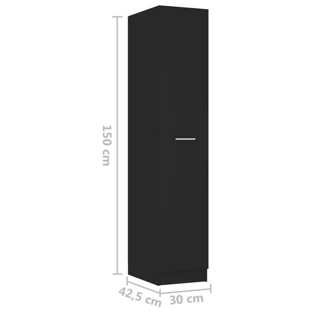 vidaXL Apothekerskast 30x42,5x150 cm spaanplaat zwart