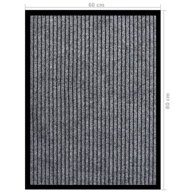 The Living Store Deurmat - 60 x 80 cm - Grijze strepen - 100% PP en vinyl