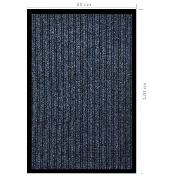 The Living Store Deurmat - Gestreept blauw - 80x120cm - 100% PP en vinyl