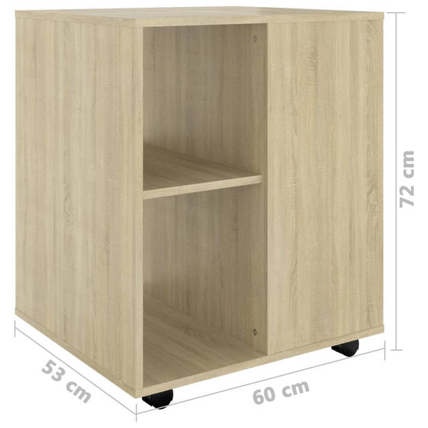 The Living Store Verrijdbare Kast - Sonoma Eiken - 60 x 53 x 72 cm - Duurzaam en functioneel