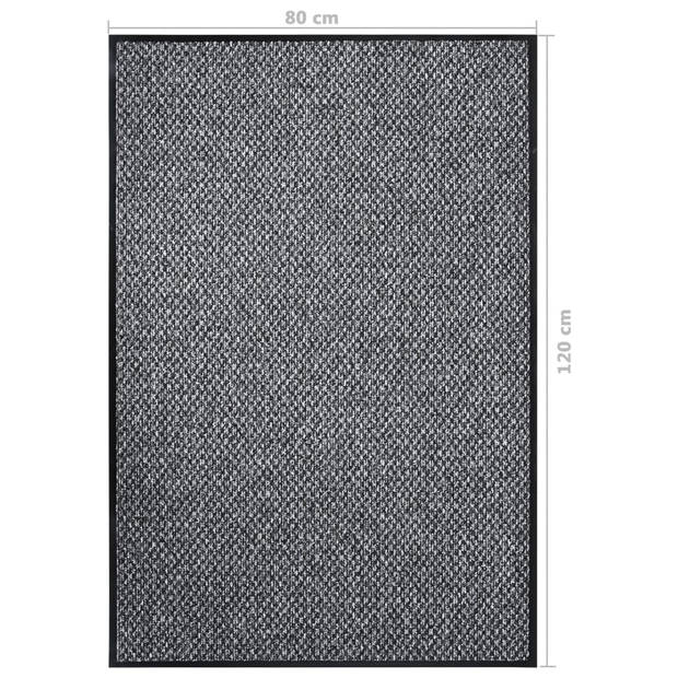 The Living Store Deurmat - 80 x 120 cm - Grijs - 100% PP - Anti-slip achterkant