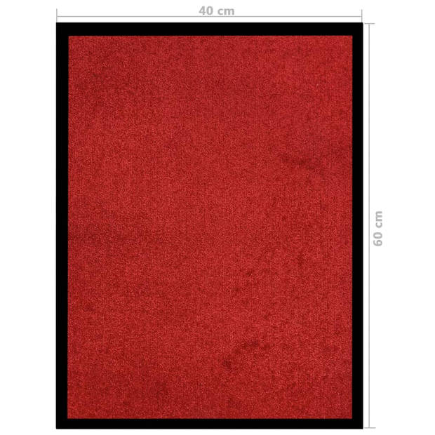 The Living Store Deurmat - 40 x 60 cm - Rood - 100% PP - Velours oppervlak