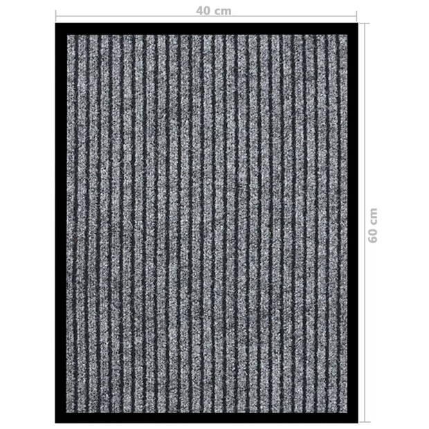 The Living Store Deurmat - Gestreept Grijs - 40 x 60 cm - 100% PP en vinyl