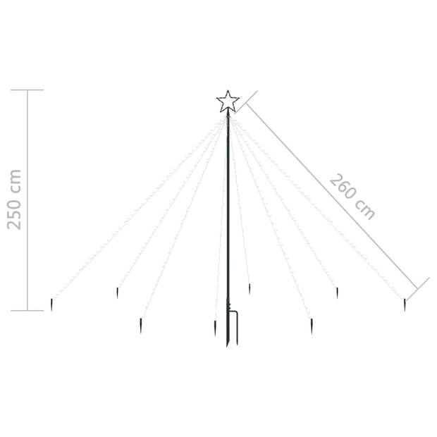 The Living Store LED Kerstboomverlichting Watervalontwerp - 2.5m Hoogte - 400 LEDs - 8 Snoeren - Koudwit - IP44 - 10m