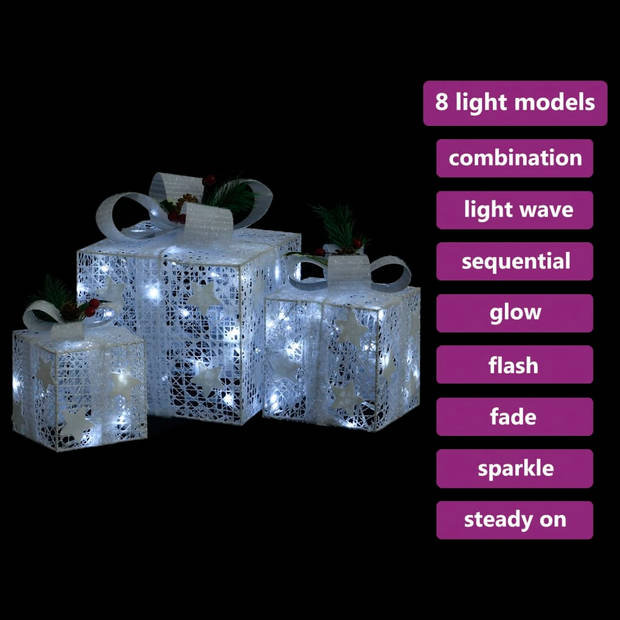 The Living Store Geschenkdozen - LED verlicht - 60 LEDs - 8 lichteffecten - Stapelbaar - Afmetingen 20x20x20cm -