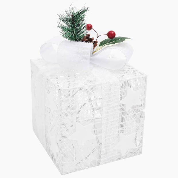 vidaXL Kerstdecoratie geschenkdozen 3 st binnen/buiten wit