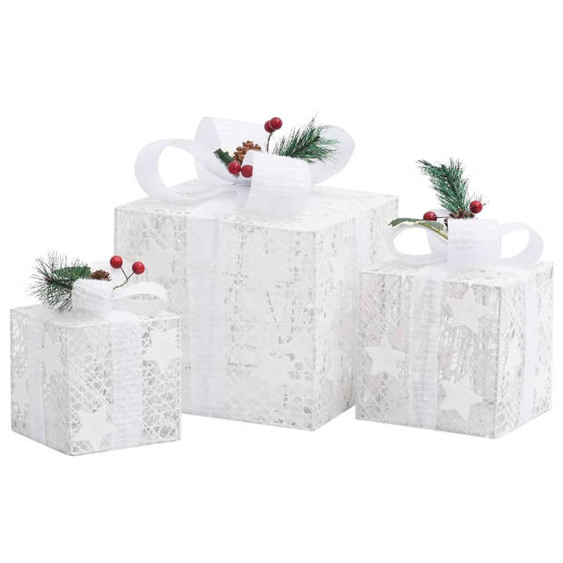 vidaXL Kerstdecoratie geschenkdozen 3 st binnen/buiten wit