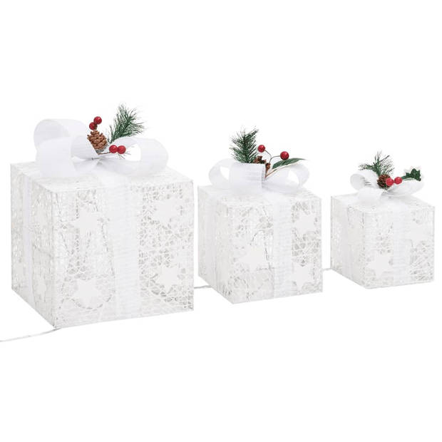 vidaXL Kerstdecoratie geschenkdozen 3 st binnen/buiten wit