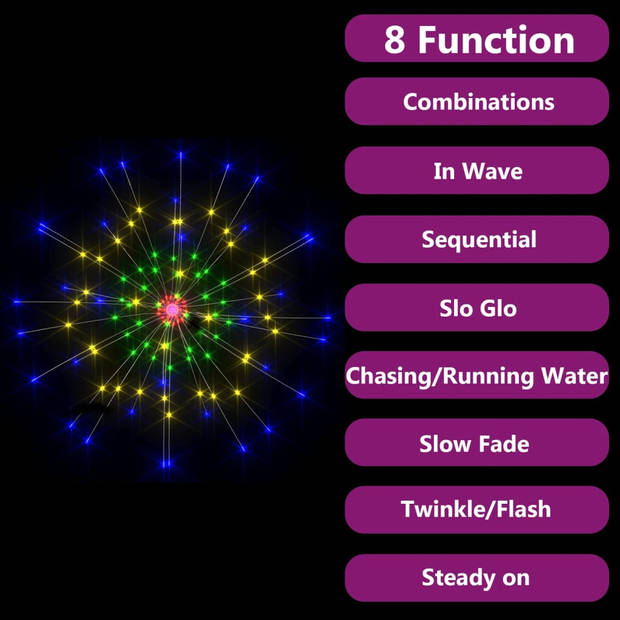 vidaXL Kerstverlichting vuurwerk 140 LED's buiten 20 cm meerkleurig