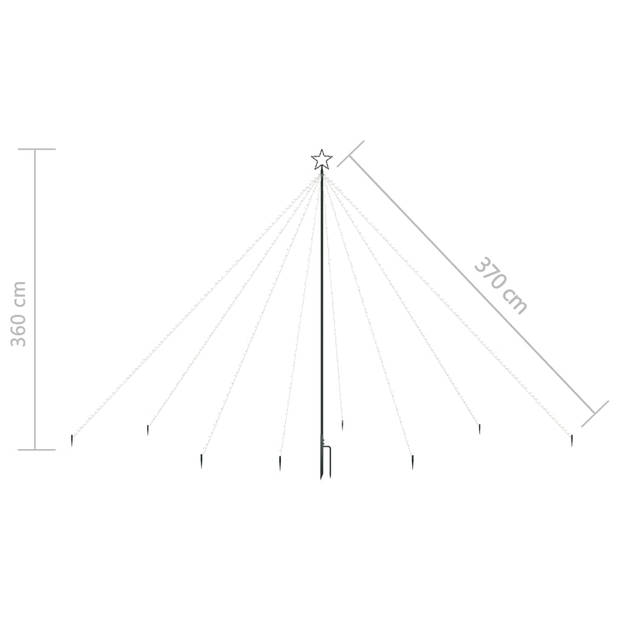 vidaXL Kerstboomverlichting 576 LED's binnen/buiten 3,6 m meerkleurig