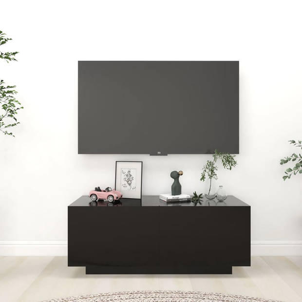 The Living Store TV-meubel - Hifi-kast - 100 x 35 x 40 cm - Zwart - Duurzaam