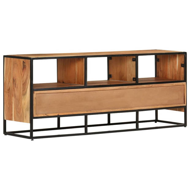 The Living Store TV-meubel Industrial - 110 x 30 x 45 cm - Massief acaciahout met natuurlijke afwerking - Inclusief 3