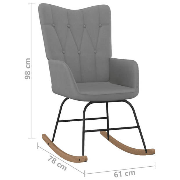 The Living Store Schommelfauteuil - Donkergrijs - 61 x 78 x 98 cm - Stof/rubberwood/staal