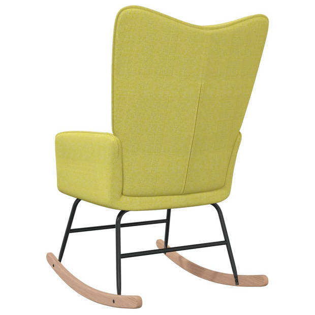 The Living Store Schommelfauteuil - Groen - 61 x 78 x 98 cm - Stof/Rubberwood/Staal - Montage vereist