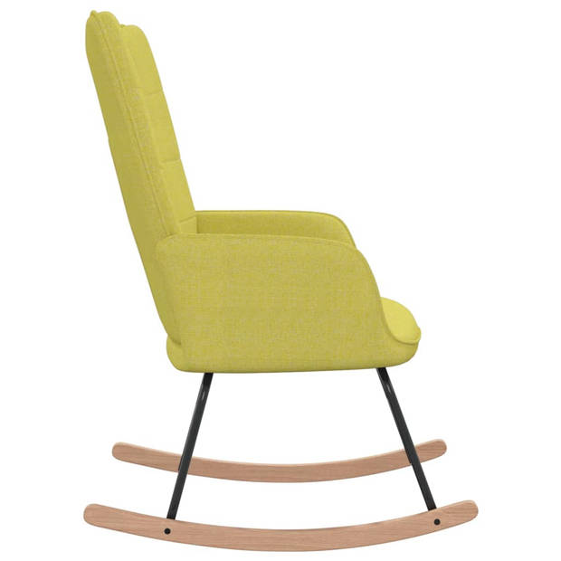 The Living Store Schommelfauteuil - Groen - 61 x 78 x 98 cm - Stof/Rubberwood/Staal - Montage vereist