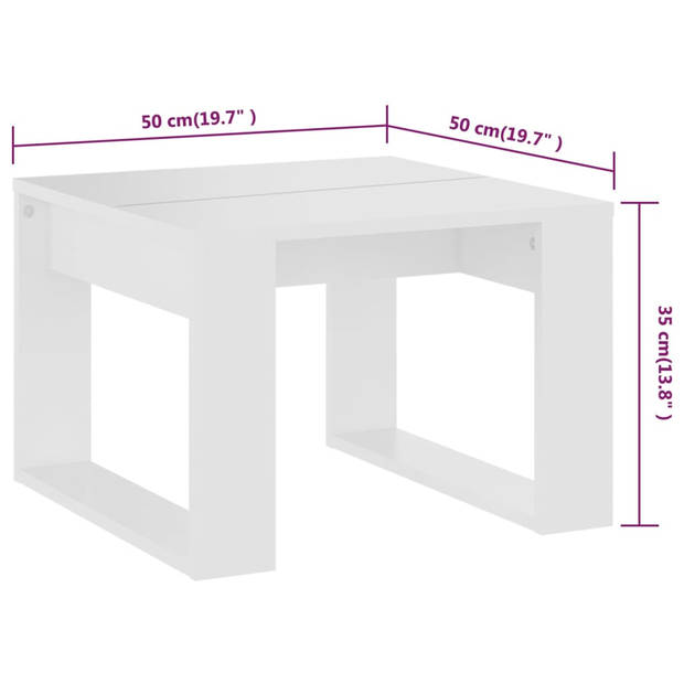 vidaXL Bijzettafel 50x50x35 cm bewerkt hout wit