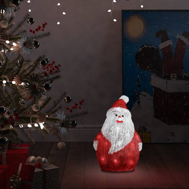 The Living Store Kerstman Acryl - 18x14x28 cm - Met 25 LEDs - 8 lichteffecten - Waterbestendig