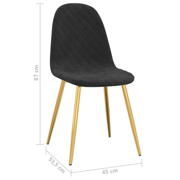 The Living Store Eetkamerstoelen - Fluweel - 45 x 53.5 x 87 cm - Zwart