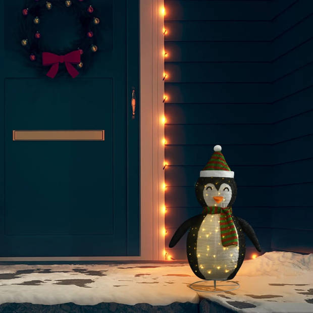 vidaXL Kerstpinguïn decoratief LED 60 cm luxe stof