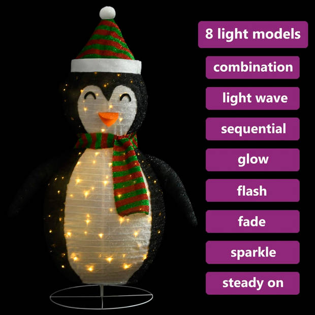 vidaXL Kerstpinguïn decoratief LED 90 cm luxe stof