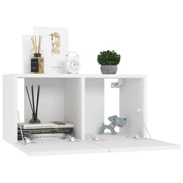 The Living Store TV-meubel - Bronson - Wandbevestiging - Wit - Spaanplaat - 60 x 30 x 30 cm - Trendy design