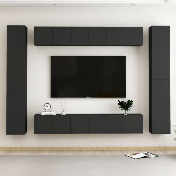 The Living Store TV-meubel - Stereokast - L- 60x30x30cm - zwart spaanplaat