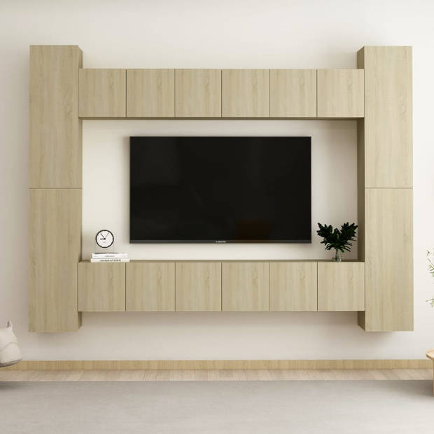 The Living Store Televisiemeubel Sonoma Eiken - 60x30x30 cm - 30.5x30x90 cm - Met meerdere vakken