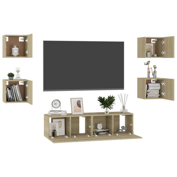 The Living Store Televisiekast - Tv-meubelset - Sonoma eiken - 60x30x30cm - 30.5x30x30cm - Montage vereist
