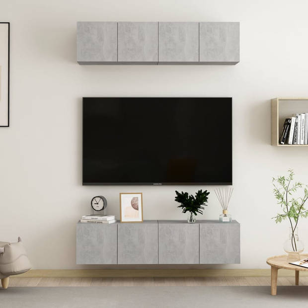 vidaXL Tv-meubelen 4 st 60x30x30 cm bewerkt hout betongrijs