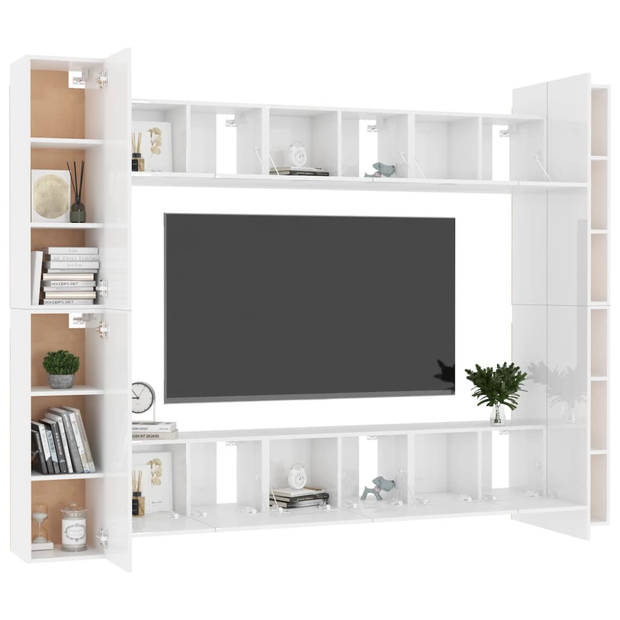 The Living Store Televisiekast Stereokast - Set van 6x tv-meubel (L) 4x tv-meubel (M) - Hoogglans wit - 60 x 30 x 30