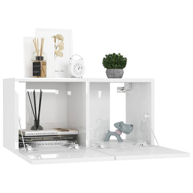 The Living Store Televisiekast Stereokast - Set van 6x tv-meubel (L) 4x tv-meubel (M) - Hoogglans wit - 60 x 30 x 30