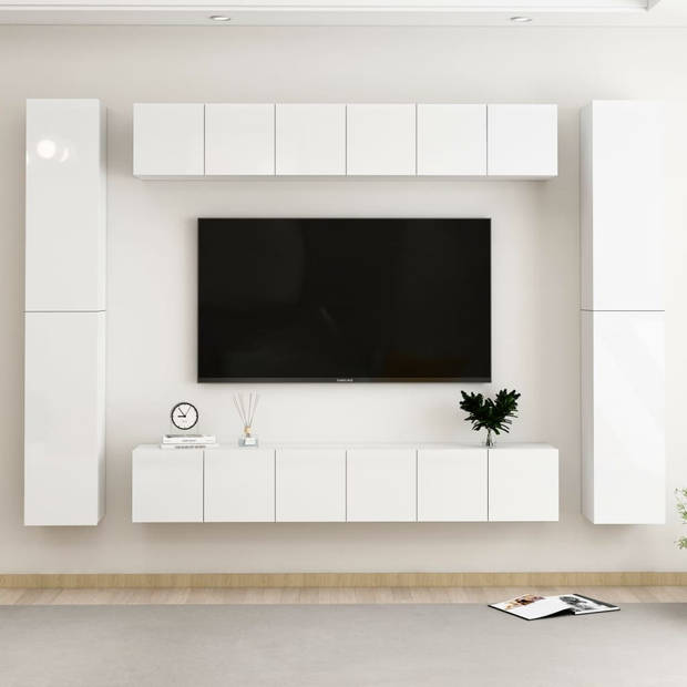 The Living Store Televisiekast Meubel - Hoogglans Wit - 60 x 30 x 30 cm - Trendy en praktisch design