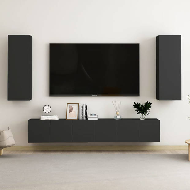 The Living Store TV-meubel Stereokast - 60 x 30 x 30 cm - Zwart