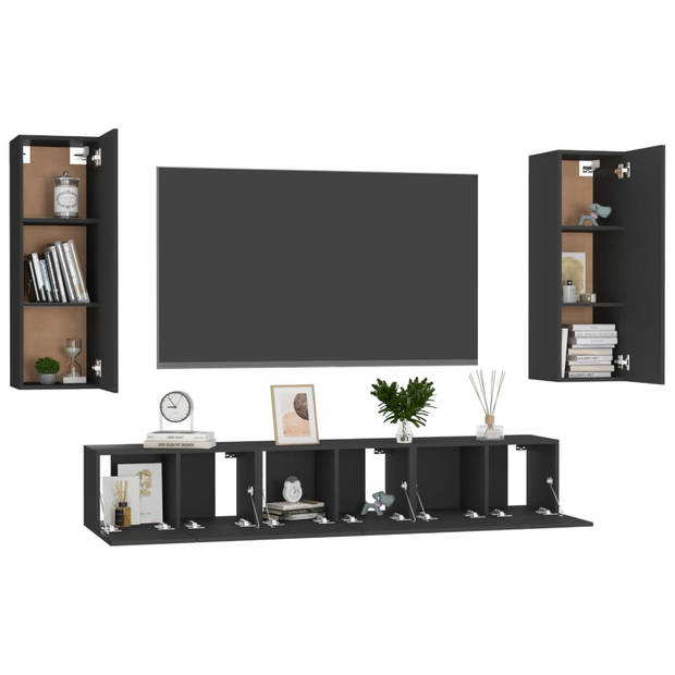 The Living Store TV-meubel Stereokast - 60 x 30 x 30 cm - Zwart