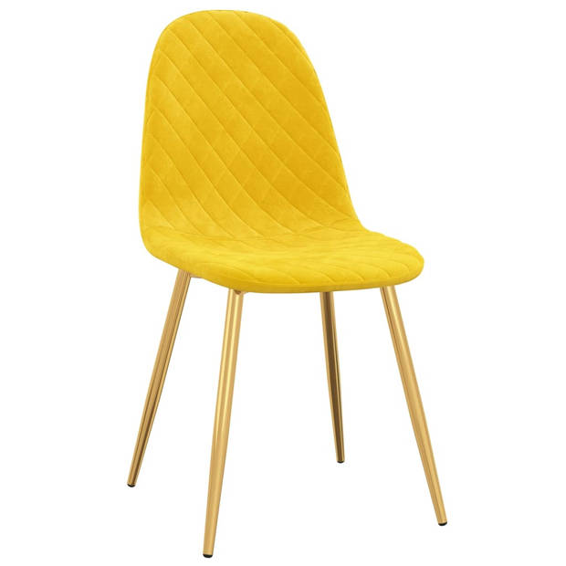 The Living Store Eetkamerstoelen - Fluweel - Mosterdgeel - 45 x 53.5 x 87 cm