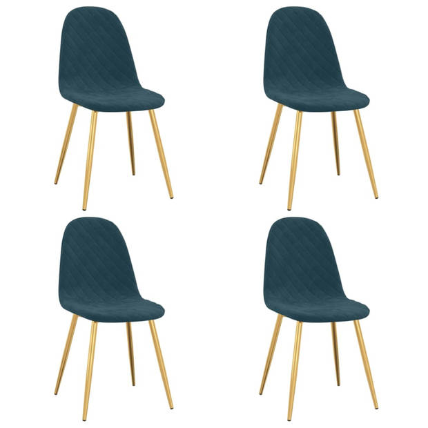 vidaXL Eetkamerstoelen 4 st fluweel blauw