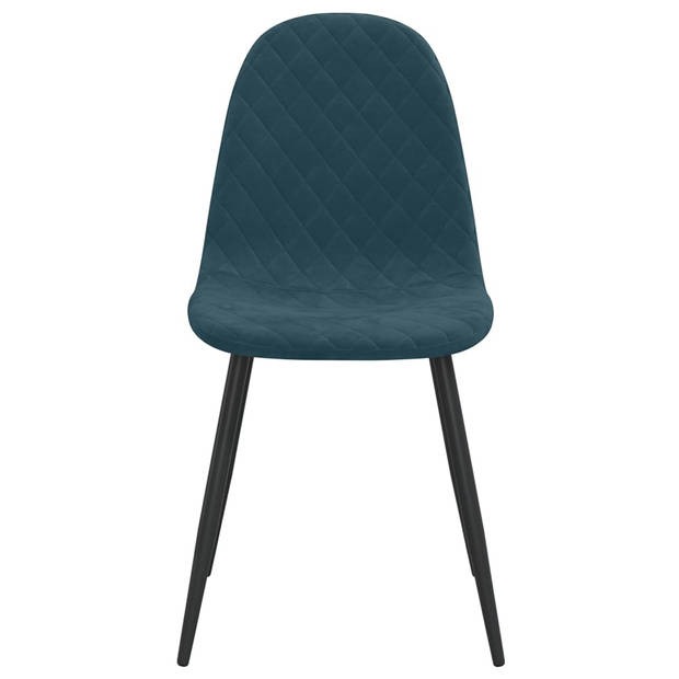 The Living Store Eetkamerstoelen - Keukenstoelen - 45 x 53.5 x 87 cm - Blauw fluweel