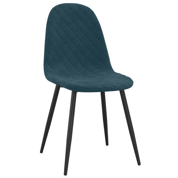 The Living Store Eetkamerstoelen - Keukenstoelen - 45 x 53.5 x 87 cm - Blauw fluweel