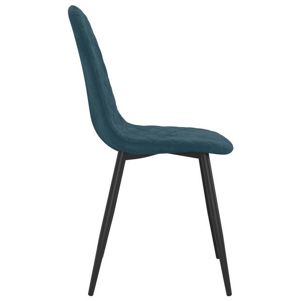 The Living Store Eetstoelen - 45 x 53.5 x 87 cm - Blauw Fluweel Metaal