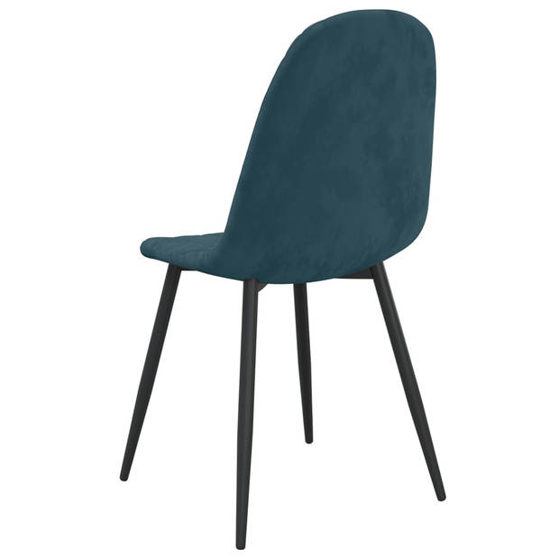 The Living Store Eetkamerstoelen - Keukenstoelen - 45 x 53.5 x 87 cm - Blauw fluweel