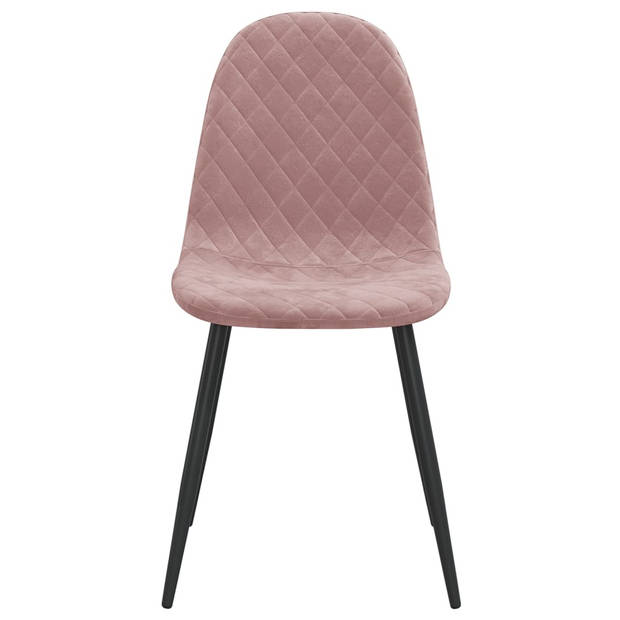 The Living Store Eetstoelen - Minimalistisch en Elegant - Keukenstoelen - 45x53.5x87 cm - Roze Fluweel