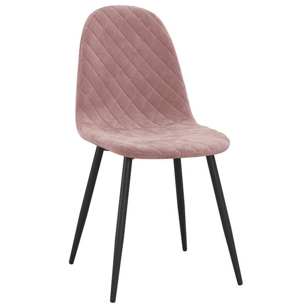 The Living Store Eetstoelen Velvet Roze - 45x53.5x87 cm - Ergonomisch design