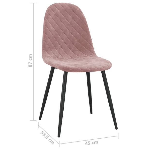 The Living Store Eetstoelen - Minimalistisch en Elegant - Keukenstoelen - 45x53.5x87 cm - Roze Fluweel