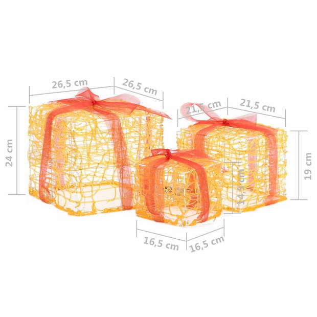 vidaXL Kerstverlichting geschenkdozen 3 st decoratief acryl warmwit