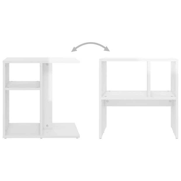 The Living Store salontafel - hooglans wit - 50 x 30 x 50 cm - spaanplaat