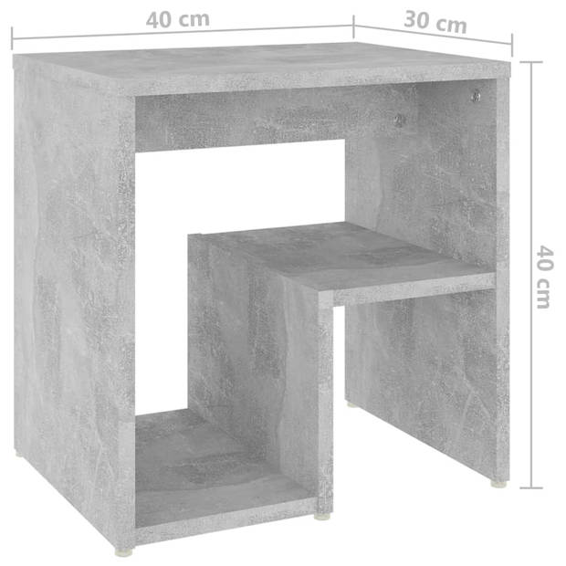 vidaXL Nachtkastje 40x30x40 cm bewerkt hout betongrijs